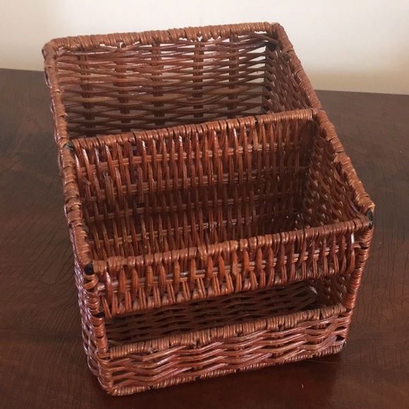 Vintage Wicker Desk Organizer